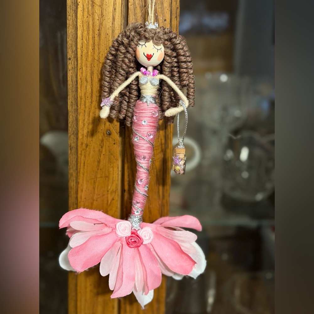 Handmade Pink Mermaid Doll Ornament